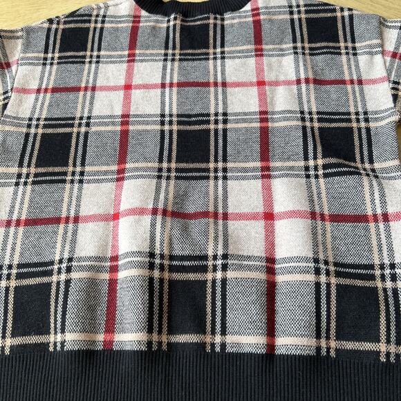 Argyle Plaid Clueless Sweater Preppy Y2K Viscose Blend Black Beige Ivy League M - Picture 4 of 14